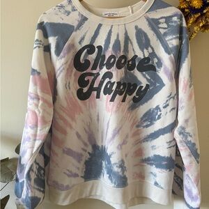 Grayson Threads Tie-Dye 'Choose Happy' Sweatshirt - Pink, Blue, Cream